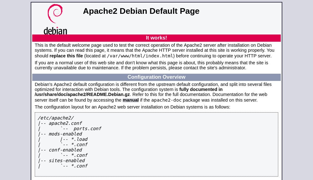 apache welcome page Debian linux