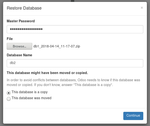 database manager restore