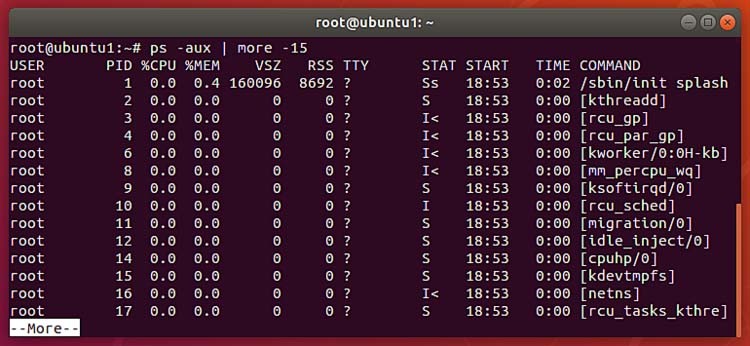 Perintah PS di terminal Ubuntu 2