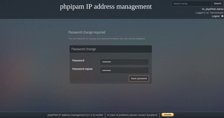 Page 5 - Ubah password Default phpipam